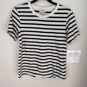 COS Navy and White Striped Tee